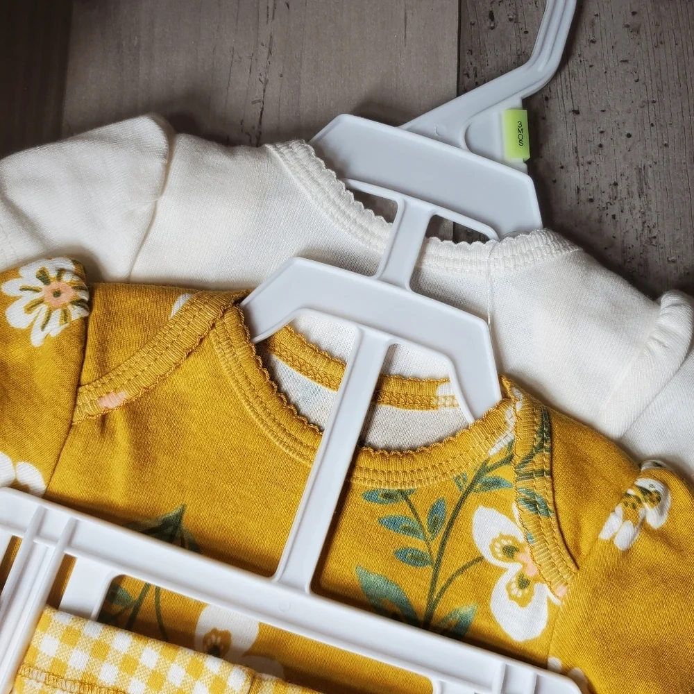 NWT Carter's Mustard Yellow and Cream 3pc Baby Outfit Size 3m 100% Cotton
